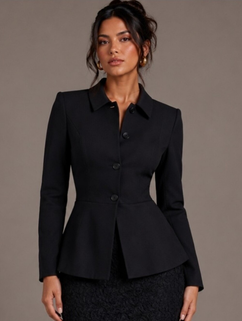 Laurel By Escada Blazer Jacket Size 38 US 6 Button Wool Blend Classic Black NWT